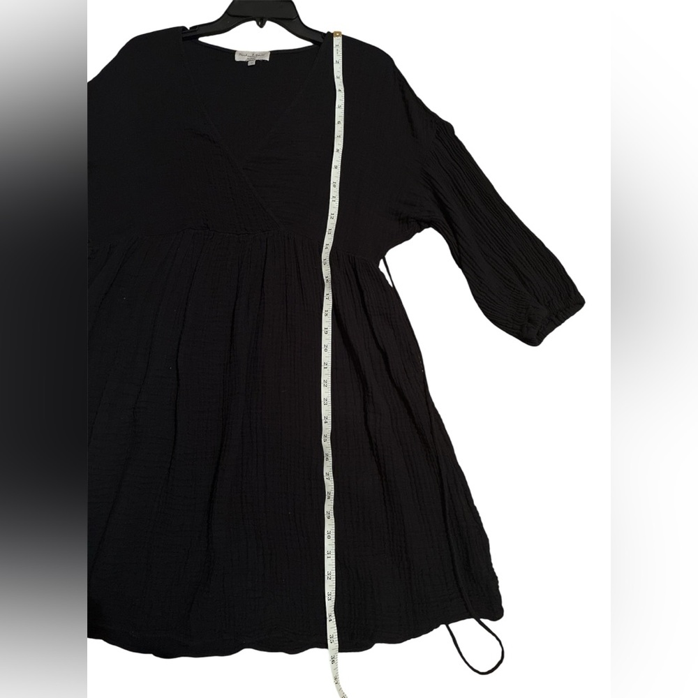 Michael Stars Hailey Black Cotton Gauze Mini Dress. Size Medium. - Picture 9 of 12